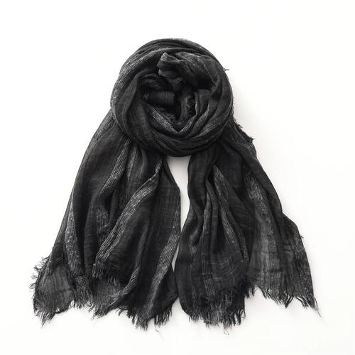 Cotton Linen Striped Scarf for Men Women Soft Warm Neckerchi