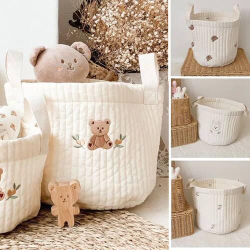 Baby Bags Cute Bear Embroidery Diaper Bag Caddy Nappy Cart S