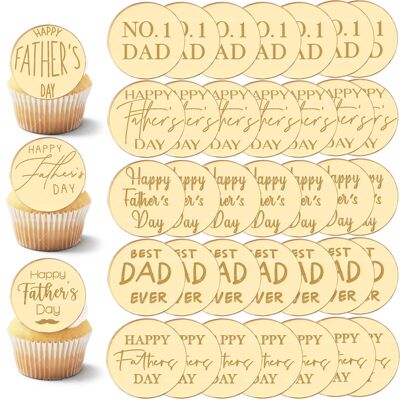 10pcs Father's Day Cupcake Toppers Gold Acrylic Cake Best Da