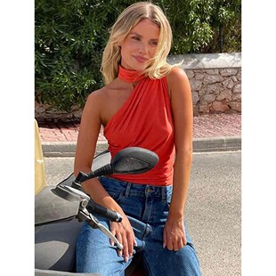 Shoulder Halter Vintage Sexy Women Off Tops Backless Tank