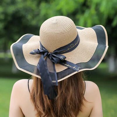 Beach Straw Hat For Women In Summer Korean Style Large Brim