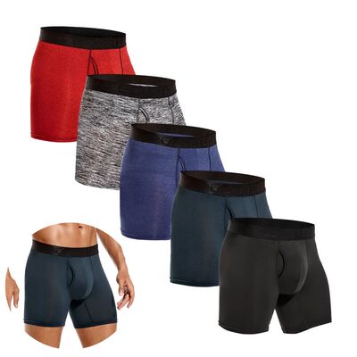 5pcs Front Opening Boxers Man Polyester Medium-Long Underpan