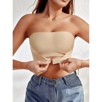 Women's Strapless No Padding Seamless Front Button Bra Comfo