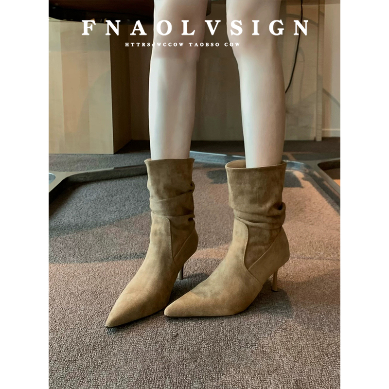 【现货！免费试穿】气质高跟短靴