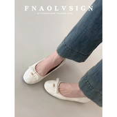 法式 菱格圆头蝴蝶结平底单鞋 女浅口内增高鞋 羊皮版 子软底瓢鞋 女