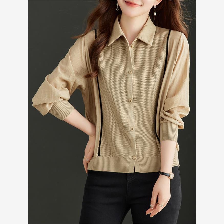 早秋装假两件上衣女春秋