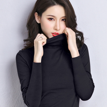 2019新款 堆堆领纯棉紧身上衣 修身 女长袖 高领打底衫 t恤加厚秋冬季