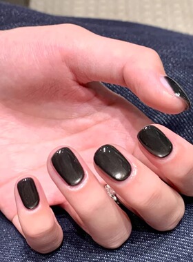 【暗黑天使】黑色玻璃珠猫眼手工穿戴酷飒辣妹ins简约高级感美甲