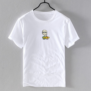 卡通动漫僵尸男士短袖T恤纯棉白色宽松大码 印花半截袖潮