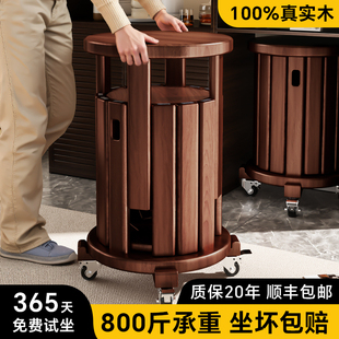 日本叠叠凳子家用可叠放加厚耐用结实实木圆凳堆叠餐桌高椅子板凳