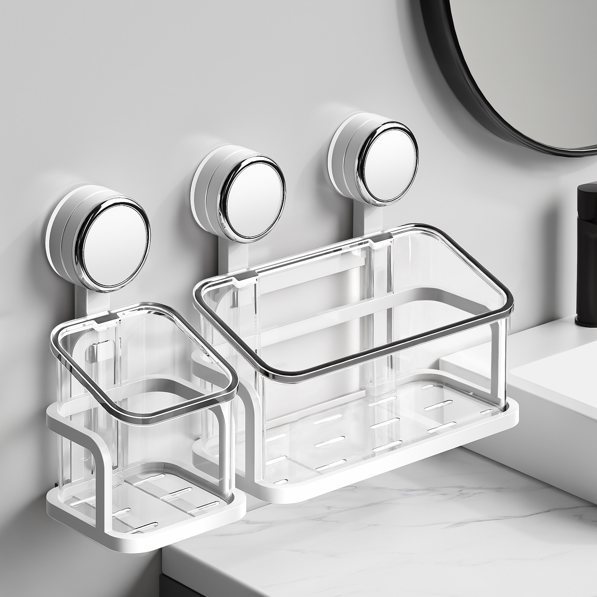 日本化妆品吸盘置物架墙上免打孔壁挂式洗漱台浴室架子卫生间神器,家装主材,卫浴置物架,淘宝优惠券,粉丝福利购,淘宝优惠卷