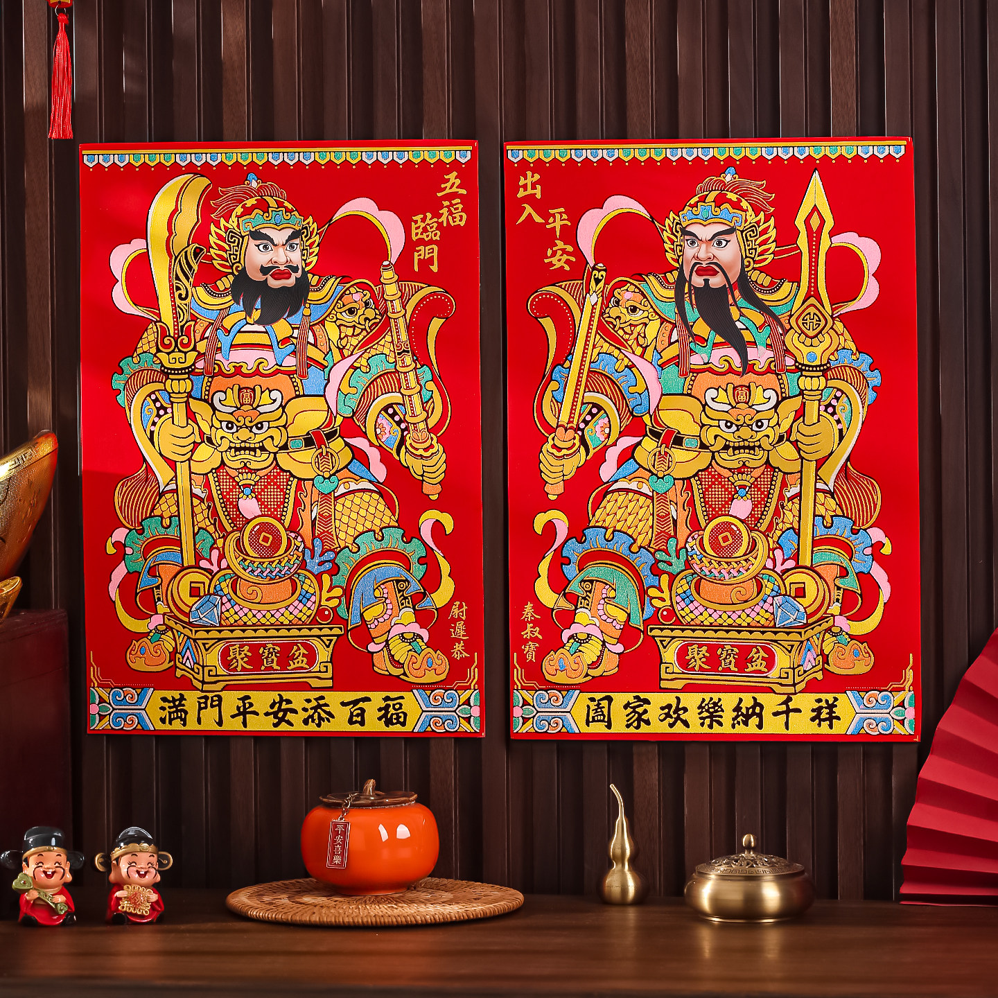 门神贴2026新款大门关公张飞秦叔宝尉迟恭新年立体绒布带背胶年画,节庆用品/礼品,门神,淘宝优惠券,粉丝福利购,淘宝优惠卷