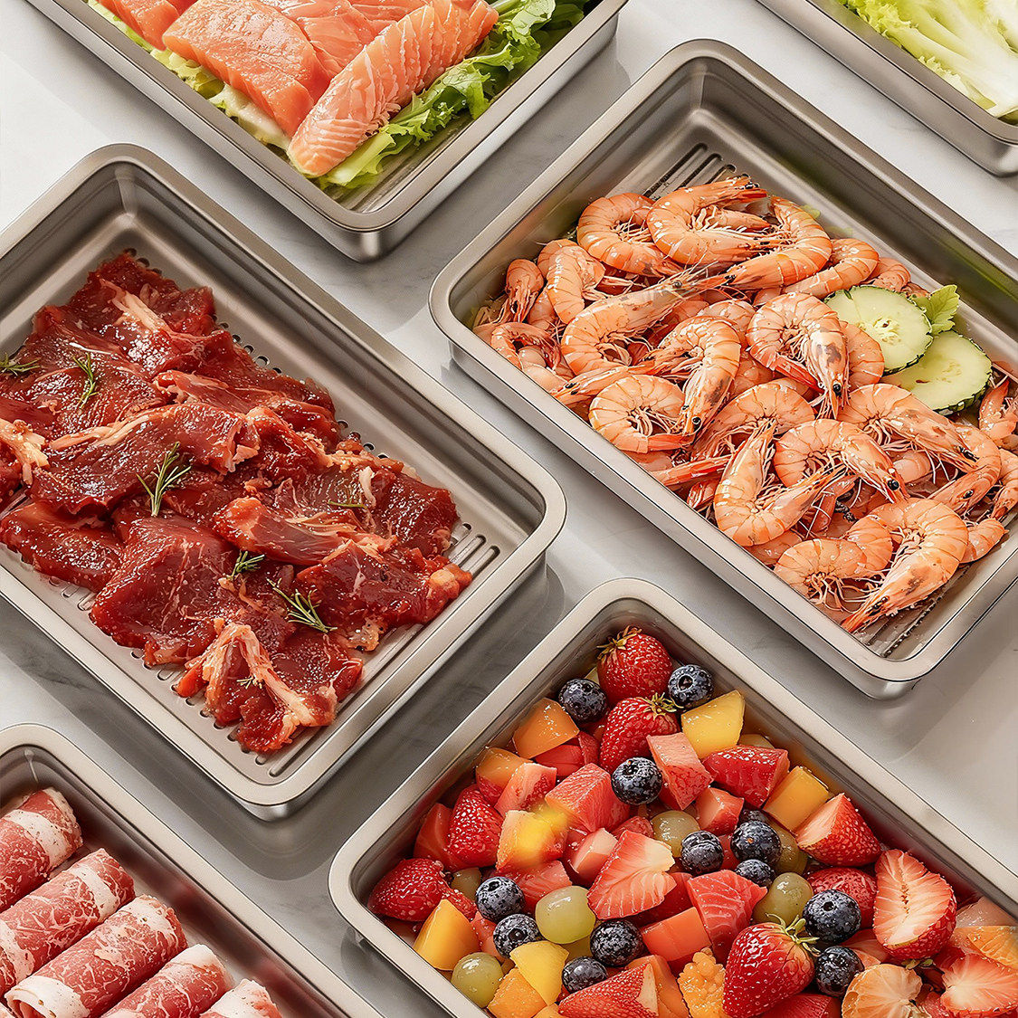 日本火锅备菜盘食品级304不锈钢保鲜盒厨房家用配菜专用密封托盘,厨房/烹饪用具,配菜/备菜盘,淘宝优惠券,粉丝福利购,淘宝优惠卷