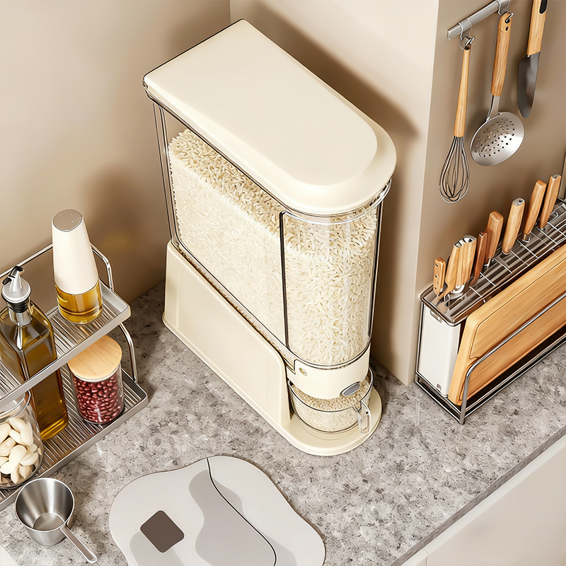 日本按压式夹缝米桶家用防虫防潮密封装米缸窄长型食品级大米米箱