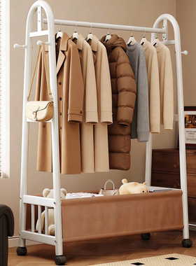 日本卧室落地衣帽架家用可移动挂衣架房间衣物收纳架子简易晾衣架