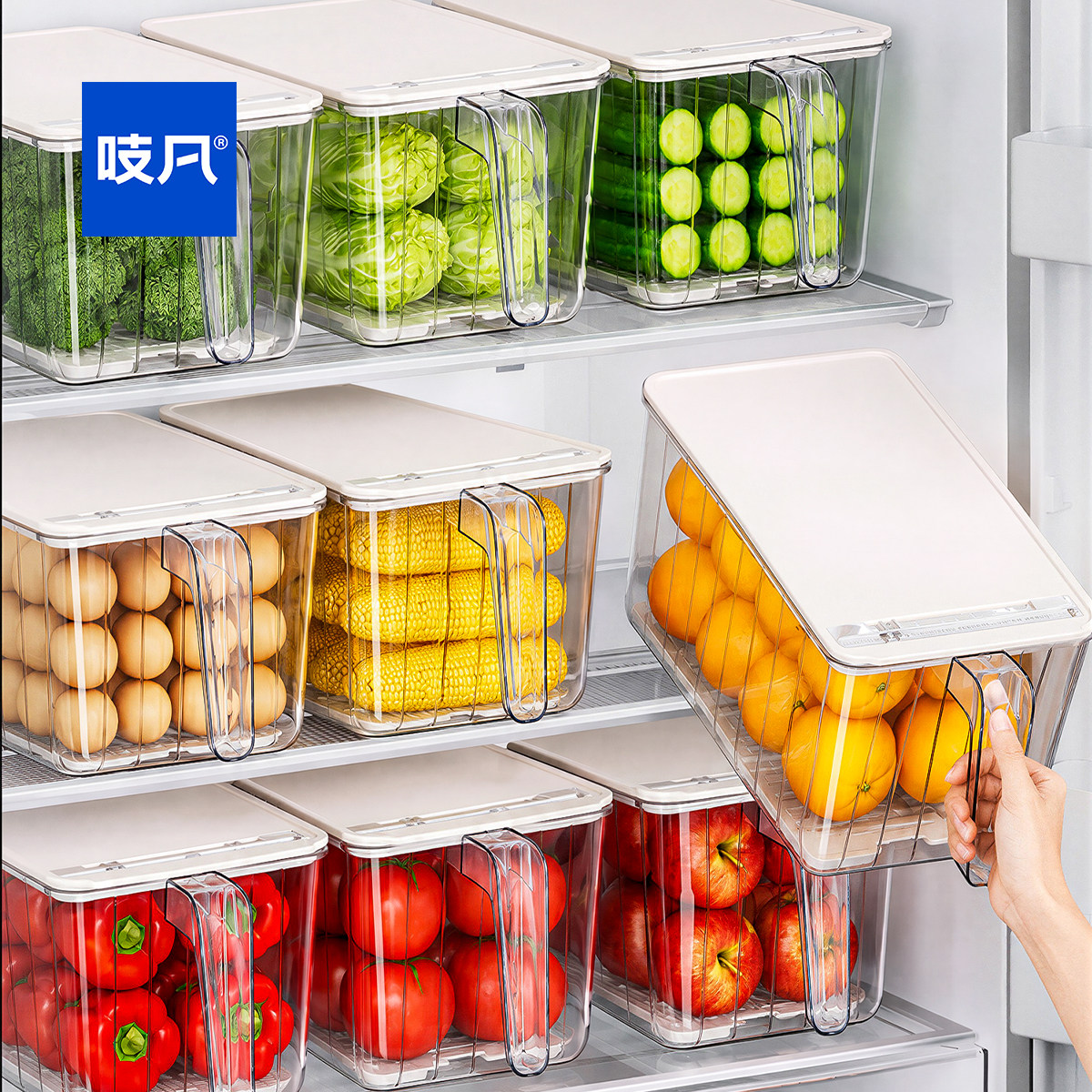 日本冰箱收纳盒整理盒保鲜盒食品级专用蔬菜鸡蛋冷冻神器储物盒子