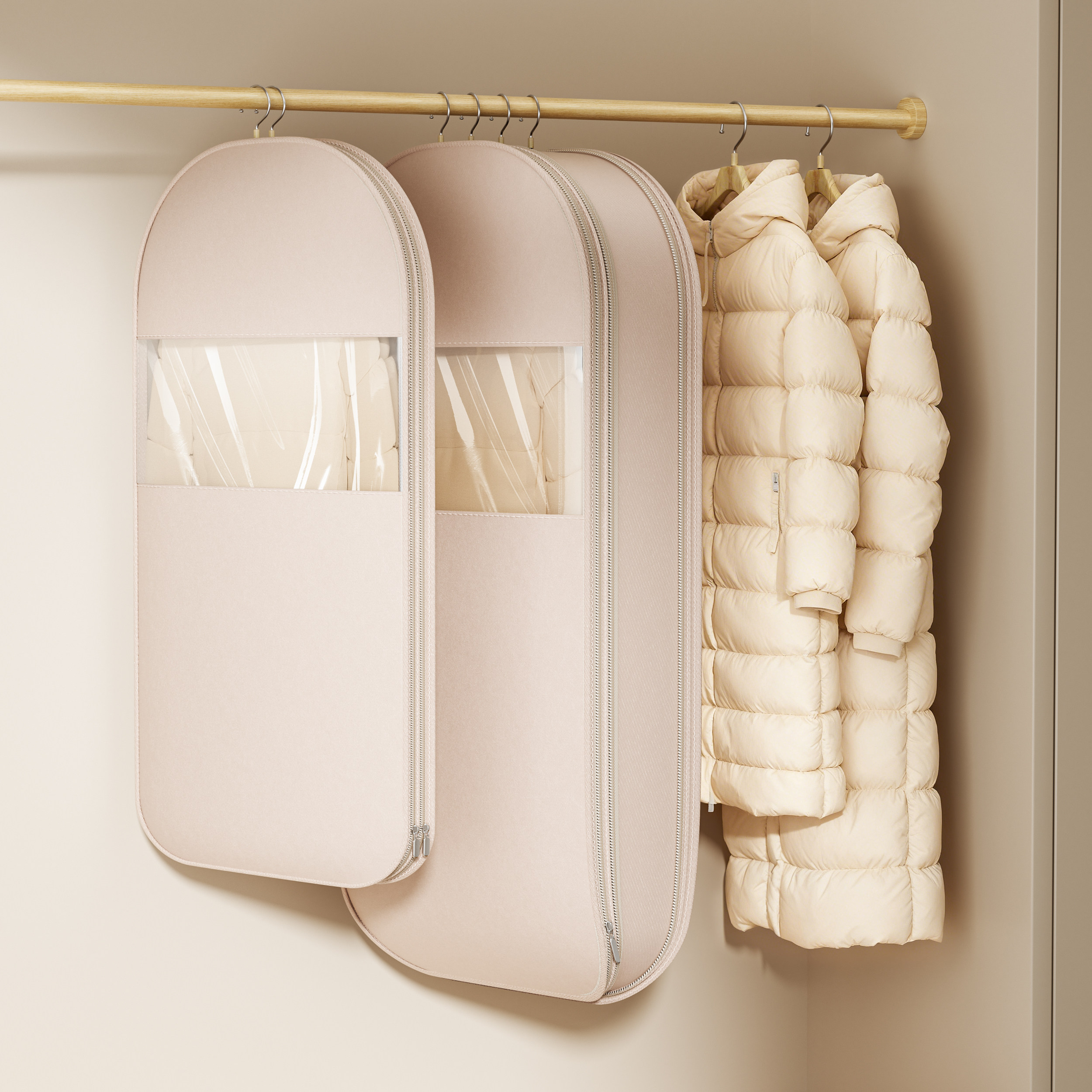 日本羽绒服压缩防尘罩家用衣柜挂式衣服防尘袋大衣挂衣罩收纳袋子