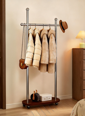 日本卧室落地挂衣架家用2026新款房间挂衣服的架子不占空间可移动