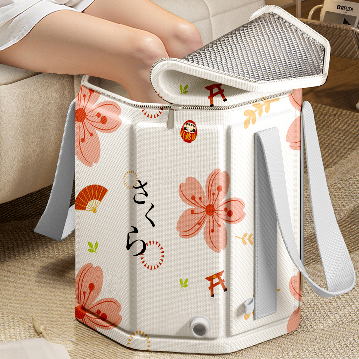 吱凡0异味折叠泡脚桶加厚保温