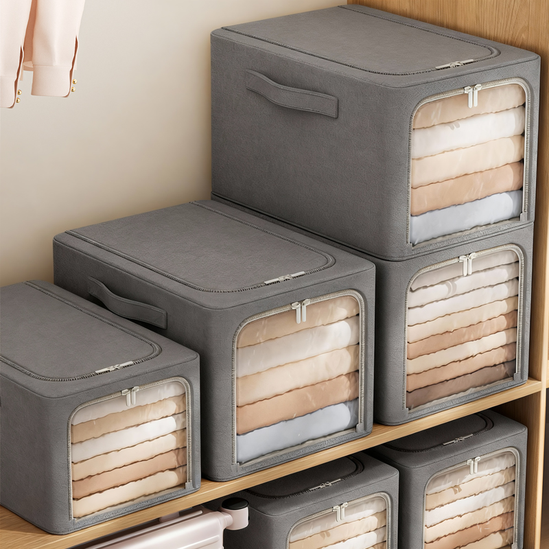 日本棉麻衣物整理盒收纳箱