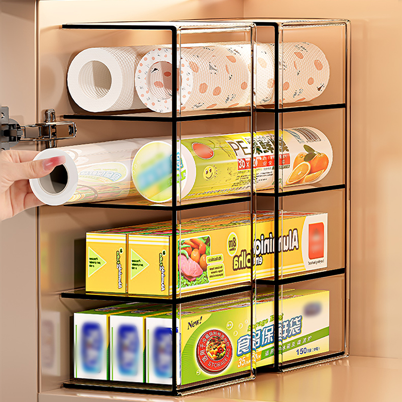 保鲜膜收纳架厨房分层调料置物盒