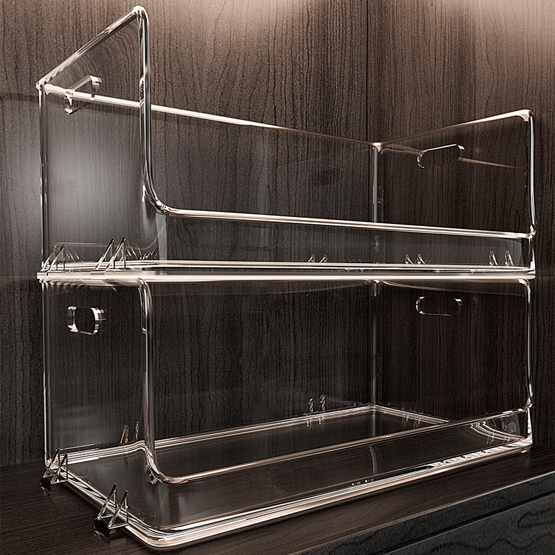 日本亚克力收纳盒透明零食斜口长方形收纳筐杂物化妆品香水整理盒