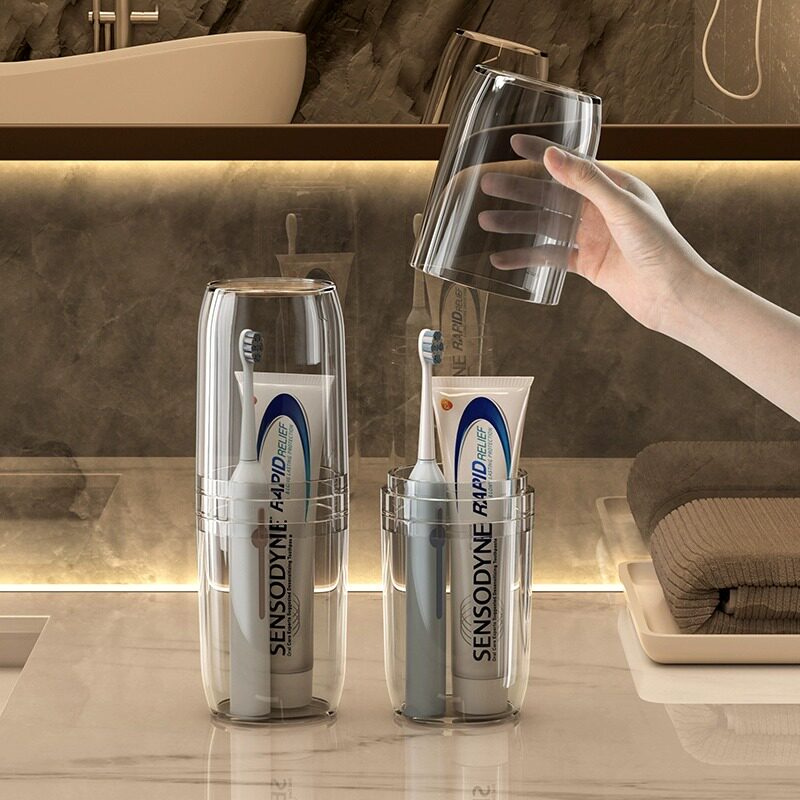 日本旅行牙刷杯2024新款便携式小巧轻奢洗漱杯电动牙刷收纳盒透气