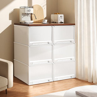 日本抽屉式收纳柜落地多层阳台杂物储物斗柜带木板塑料衣服收纳箱