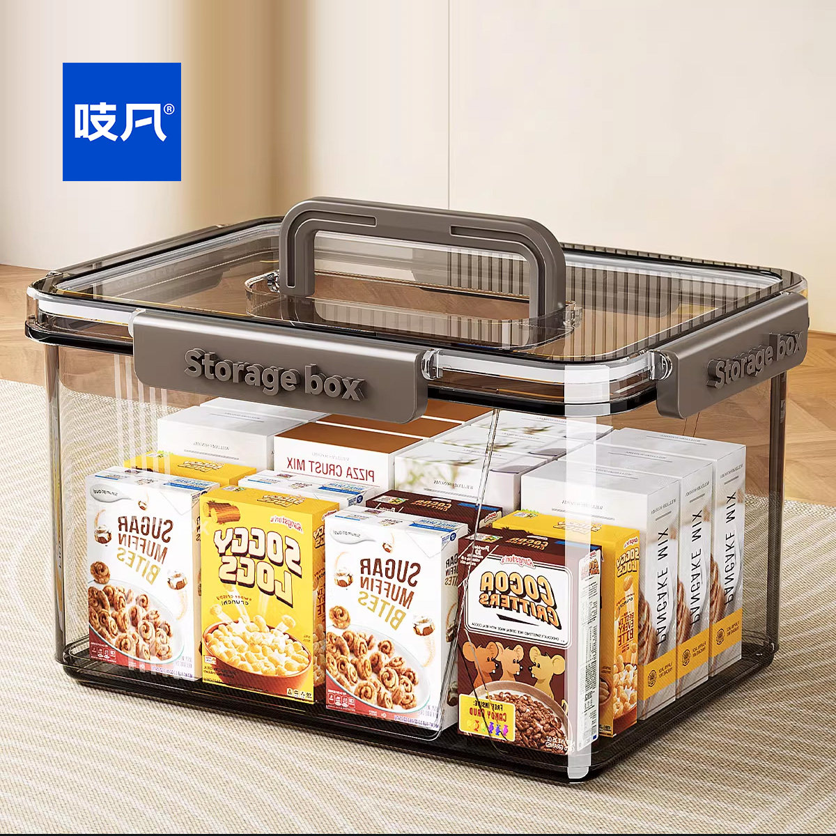 日本密封收纳箱防潮透明家用零食儿童玩具带盖防尘小杂物整理箱子