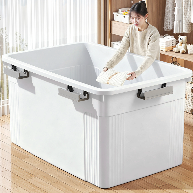 日本收纳箱加厚大容量带盖家用衣服玩具塑料后备箱储物箱整理箱筐