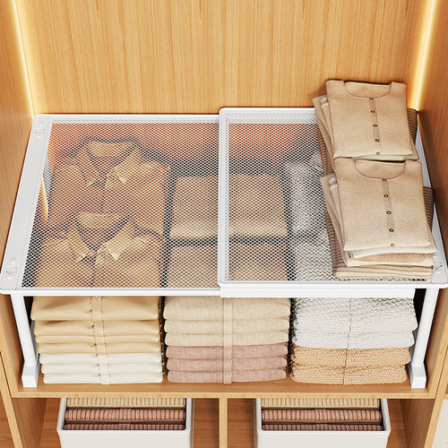 日本衣柜分层隔板伸缩柜子分层架