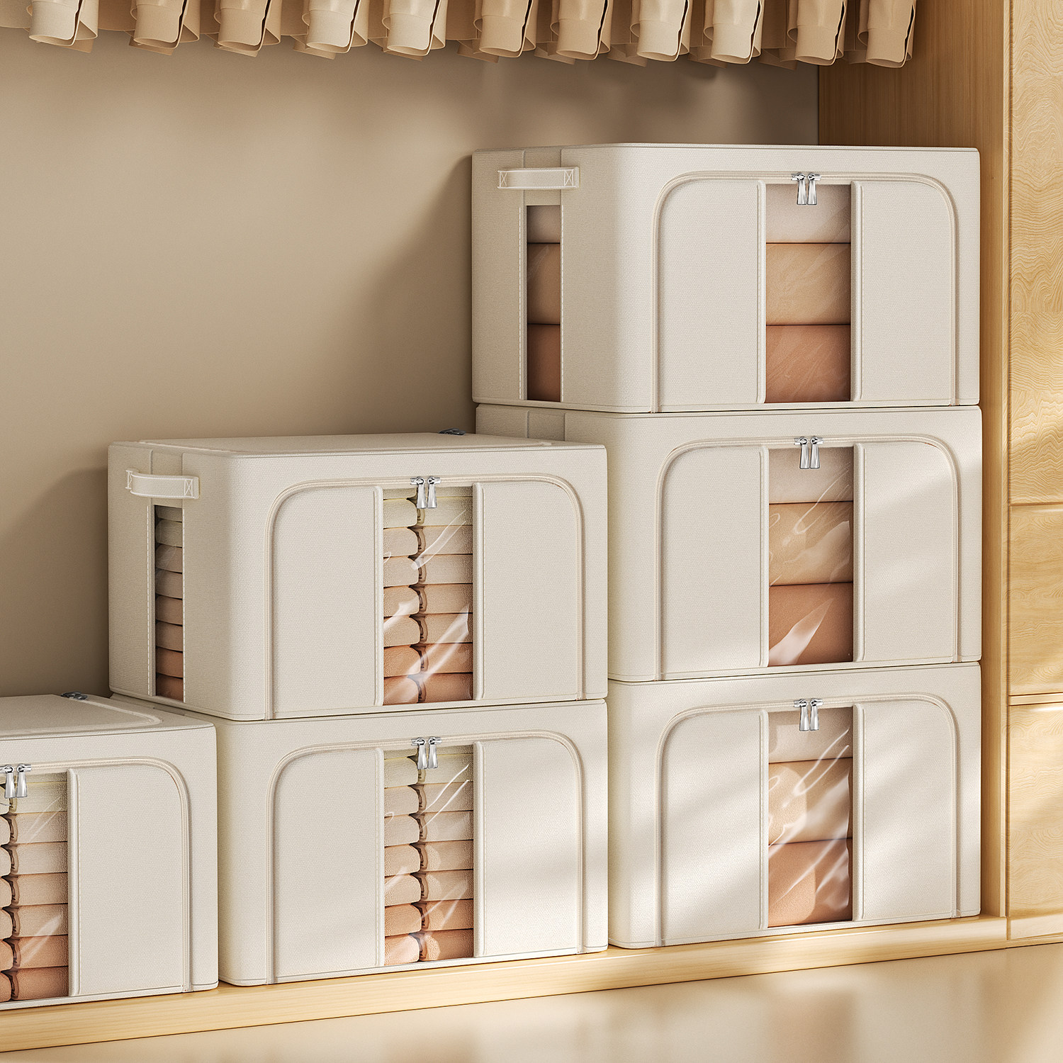 日本天山棉麻衣服收纳箱整理箱家用衣柜衣物百纳箱羽绒服被子专用