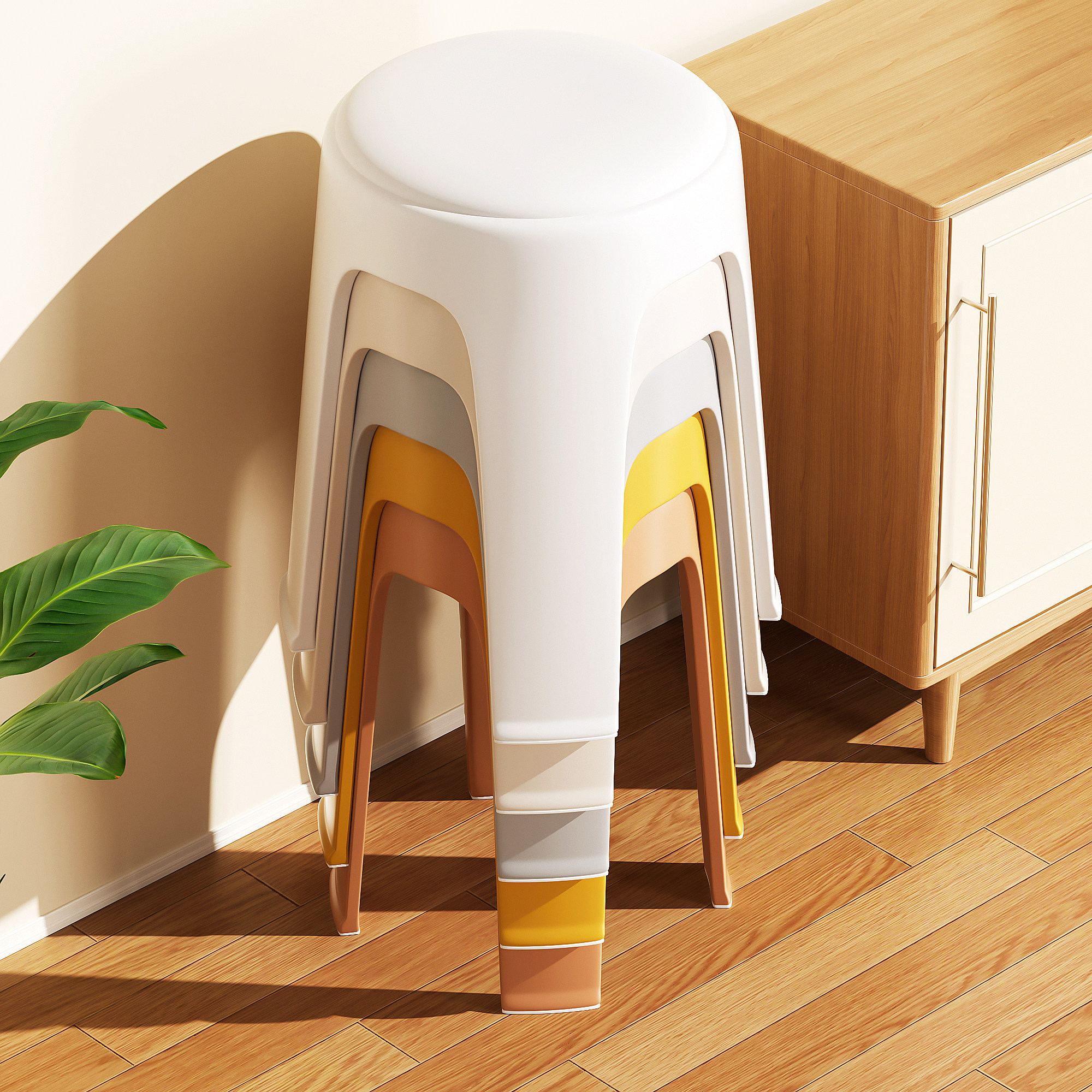 日本叠放软包凳子圆凳子塑料家用加厚塑叠叠凳结实耐用待客备用凳,住宅家具,其它凳子,淘宝优惠券,粉丝福利购,淘宝优惠卷