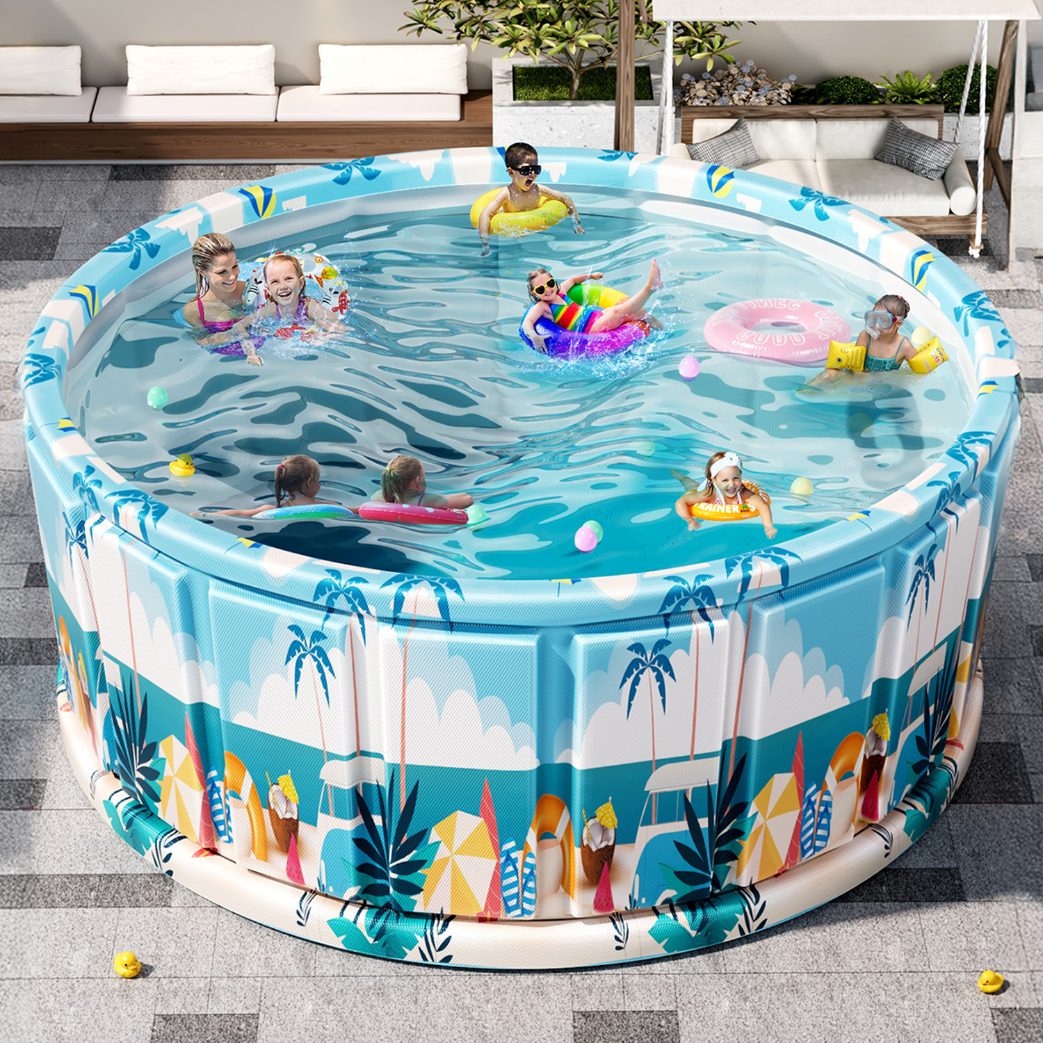 游泳池兒童家用免充氣可折疊浴桶