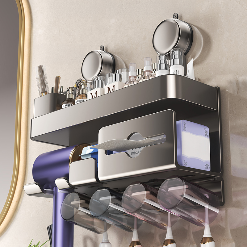 日本吸盘牙刷吹风机置物架免打孔