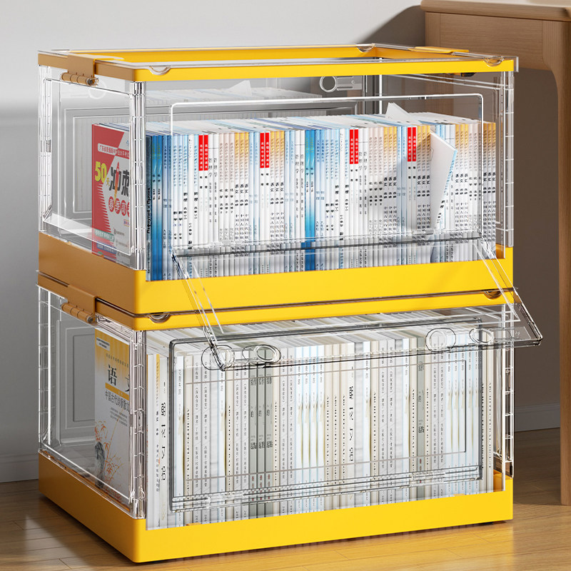 日本书本收纳箱学生书籍整理箱教室装书神器可折叠家用透明储物箱