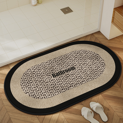 日本浴室地垫家用卫生间吸水防滑亚麻地毯洗澡间脚垫厕所门口垫子