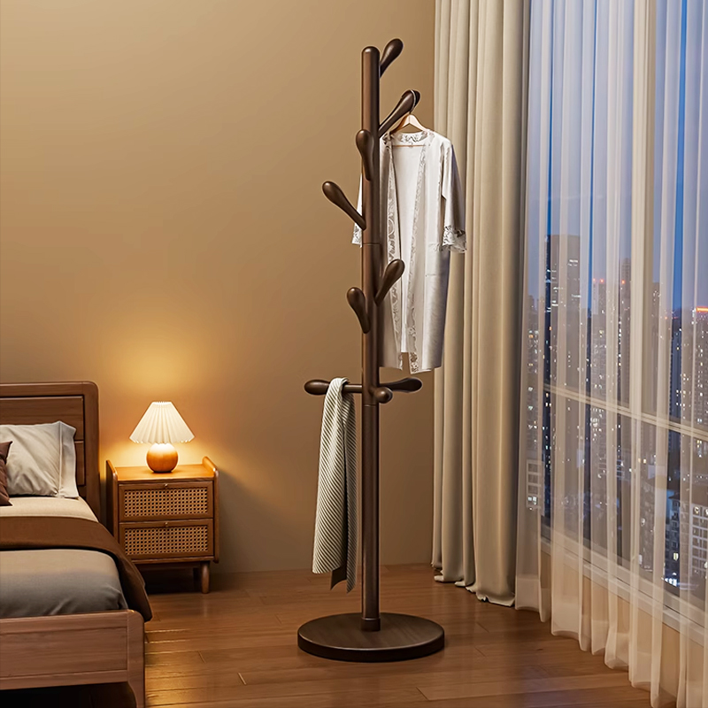 日本实木衣架落地卧室衣帽架房间榉木挂衣架客厅立式家用衣服架杆