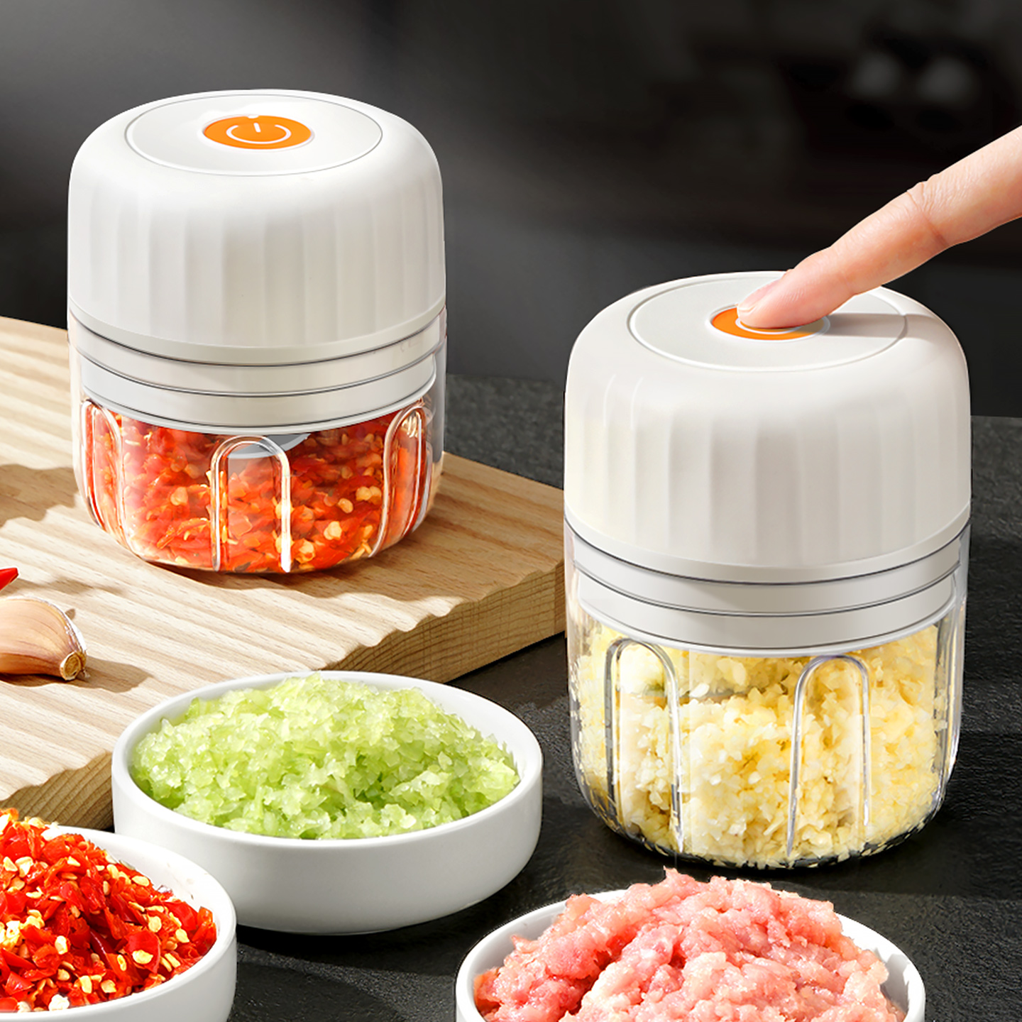 日本蒜泥神器电动捣蒜器家用无线打蒜搅碎机蒜末佐料粉碎器压蒜蓉