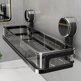 日本卫生间吸盘置物架墙上收纳免打孔厨房浴室挂墙厕所壁挂式架子