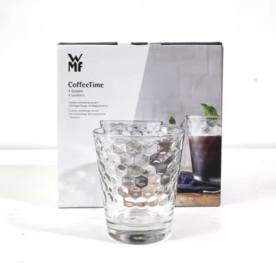 德国进口WMF透明玻璃杯菱纹北欧水杯简约家用4件套玻璃水杯