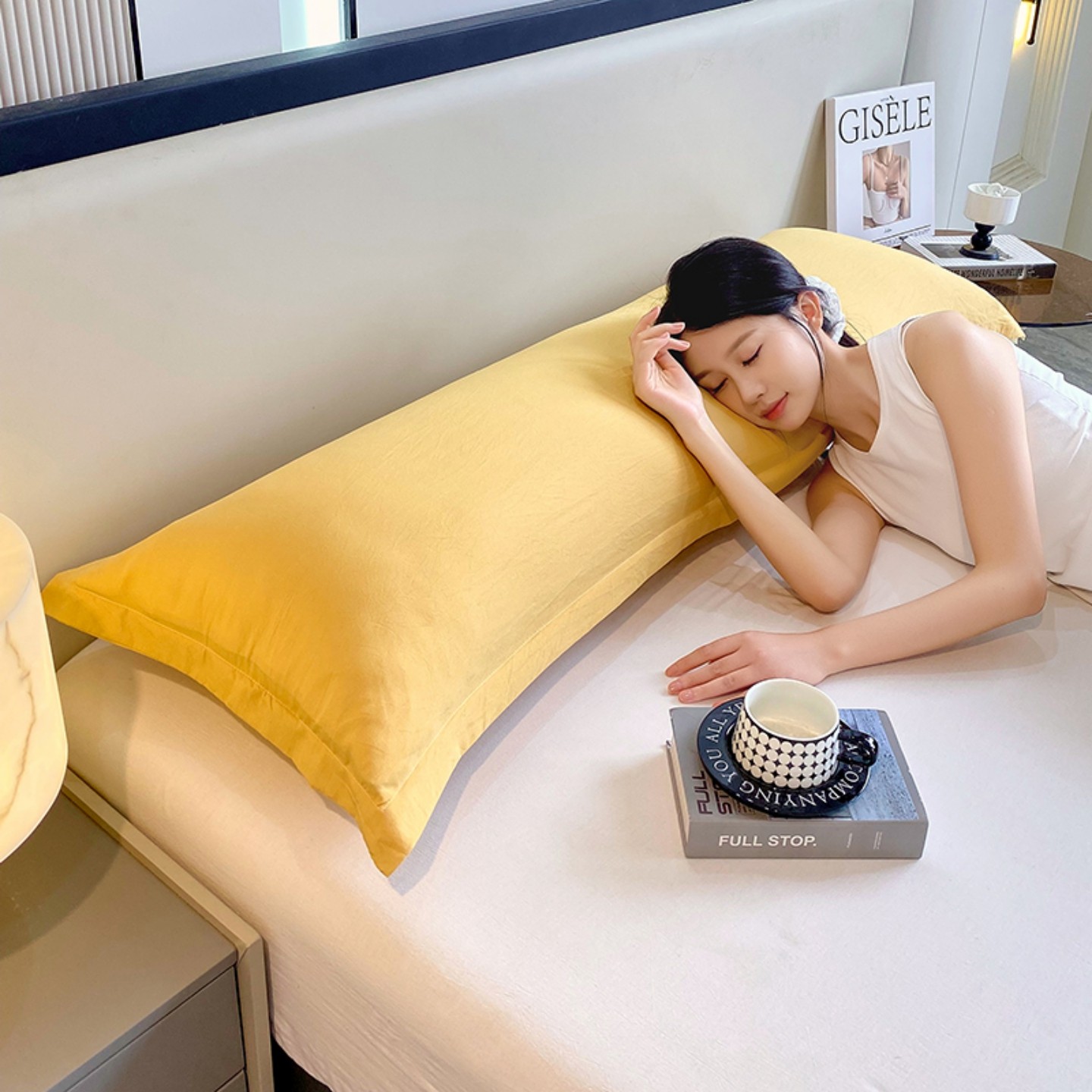 纯色水洗棉1.2m双人枕套家用1.5米长枕套1.8北欧情侣长枕头套床品