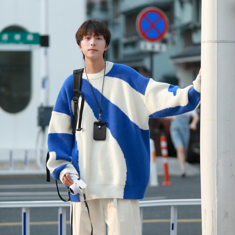 Cityboy日系复古撞色条纹毛衣针织衫814-1-M605-P78控98,男装针织衫/毛衣,星座814-1