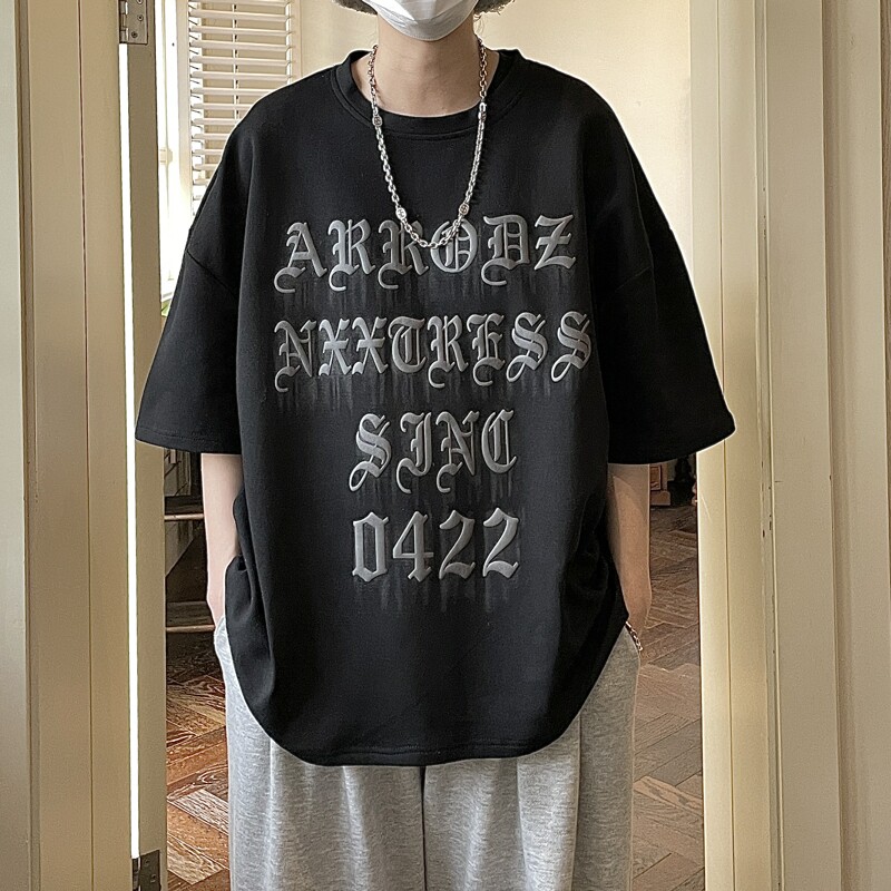 潮立体发泡字母印花美式短袖T恤男女814-1-T417-P38(棉,男装T恤,星座814-1