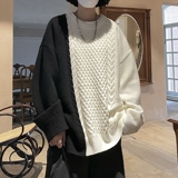 撞色麻花针织衫拼色毛衣男女814-1-M522-P70（聚酯纤维），男装针织衫/毛衣，星座814-1