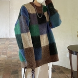 格子刷毛毛衣针织衫814-1-M777-P7898（100聚酯纤维），男装针织衫/毛衣，星座814-1