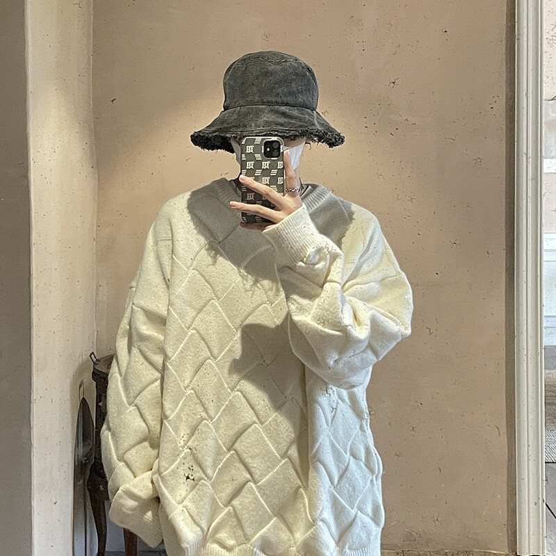 814-1-M310-P85 118 立体菱形毛衣（52%腈纶20%涤纶28%锦纶图片