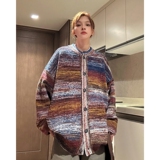 814-1-M369-P88118彩虹条纹开衫毛衣外套（80%腈纶20涤纶），男装针织衫/毛衣，星座814-1