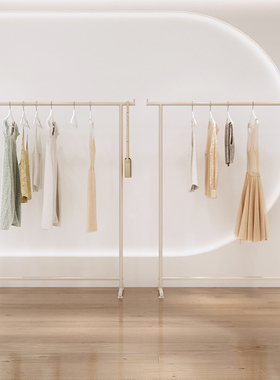 不锈钢材质烤奶油白男女装服装店展示架陈列中岛架落地式童装货架