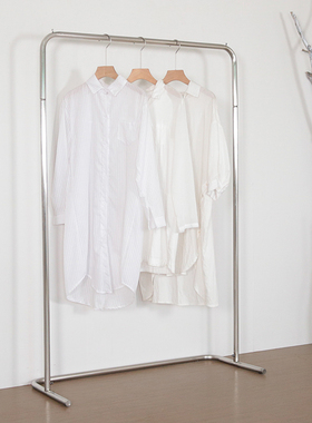 服装店展示架落地式轻奢风挂衣架银色女装货架不锈钢拉丝衣服架子